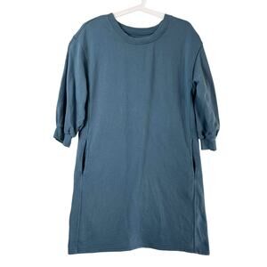 Pact Organic Cotton Sweatshirt Dress Women’s Small Blue Balloon Sleeve Casual